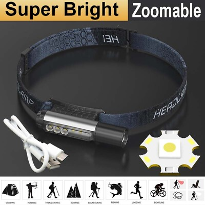 #ad Super Bright Head Torch LED Headlamp Magnetic Rechargeable Headlight Headband $15.39