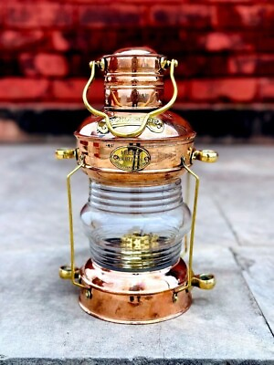 #ad Ship Lamp Copper Brass Oil Lantern Nautical Maritime Collectible Home Decorative $94.83