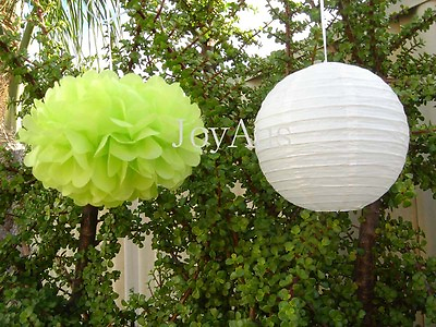 #ad 11x green paper pom poms paper lanterns wedding party baby shower venue decor AU $21.23