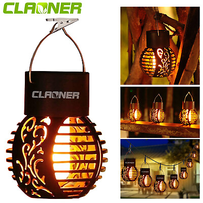 #ad CLAONER 6LED Solar Hang Light Flickering Flame Lantern Outdoor Garden Decor Lamp $4.99