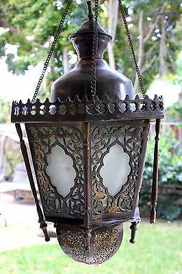 #ad Antique Vintage Large Ornate Brass Bronze Lantern Chandelier 12 lb Hanging Lamp $597.00