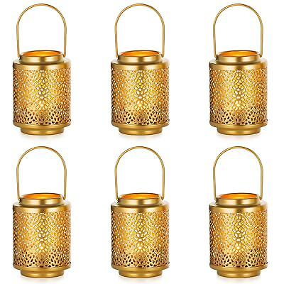 #ad NUPTIO Mini Lanterns for Wedding Centerpieces: 6 Pcs Gold Hanging Metal Teali... $68.68