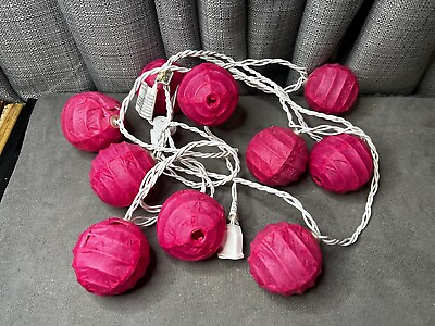 #ad Mini Paper Lantern Indoor Party String Lights Pink 10 WORKS READ DESCRIPTION $8.57