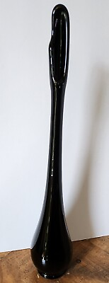 #ad Vintage MCM Viking Glass Black Ebony Amethyst Swung Bud Vase 12quot; $99.99