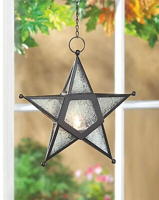 #ad 9.5quot; Hanging Star Shaped Tealight Candle Lantern Lamp Centerpiece Terrace Home $25.69