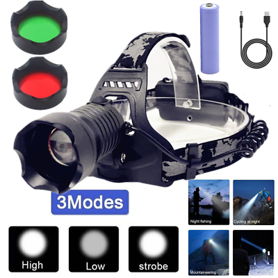 #ad #ad 70000LM LED Rechargeable Waterproof HeadLamp Torch Head Light Flashlight Charger $10.89