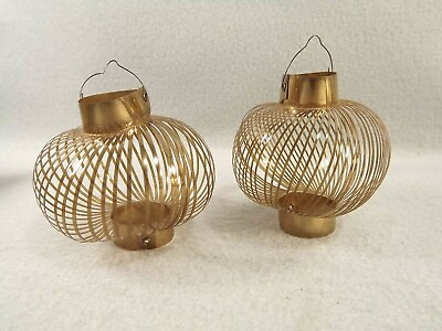 #ad Christmas Gold Atomic Lantern Ornaments Chinese Japanese Vinyl Hanger Lot of 2 $21.99
