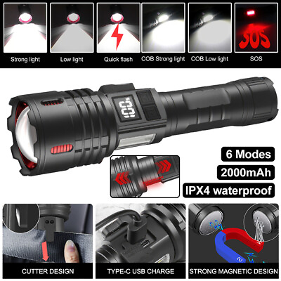 #ad #ad 1000000 Lumens Rechargeable Handheld Flash Light Tactical Camping Outdoor Light $29.79