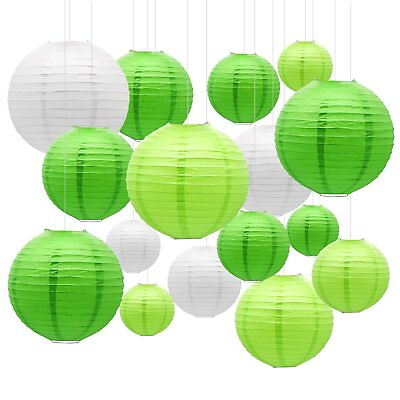 #ad Green Round Chinese Paper Lanterns Decorative 16pcs Hanging Lanterns Party Su... $32.56