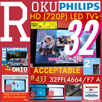 #ad Philips 32quot; Class HD 720P Smart Roku LED TV 32PFL4664 F7 A with Remote $79.79