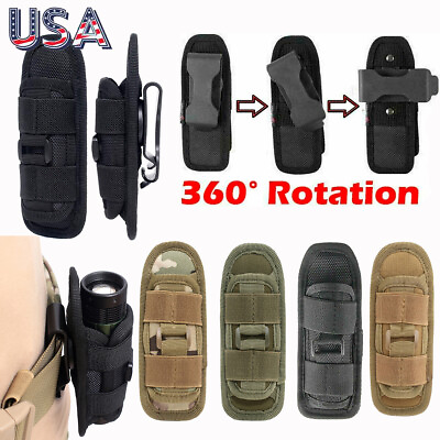 #ad Tactical Flashlight Holster Duty Belt Pouch 360° Rotatable Flashlight Holster US $5.98