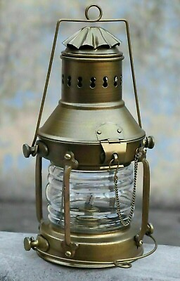 #ad Nautical Maritime Brass Boat Light Antique Hanging Oil Lamp Ship Anchor Lantern $80.10