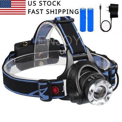 #ad 25000LM LED Headlamp Rechargeable Headlight Zoomable Head Torch Lamp Flashlight $13.29