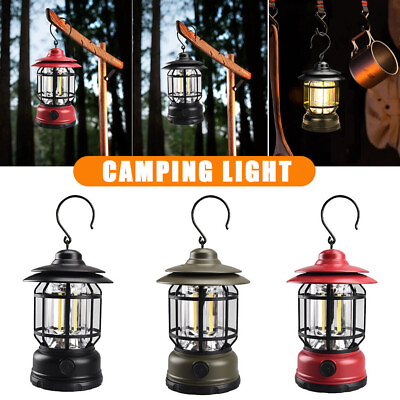 #ad #ad Retro Lamp Portable Camping Lantern Rechargeable Emergency Hanging Tent Light US $14.69