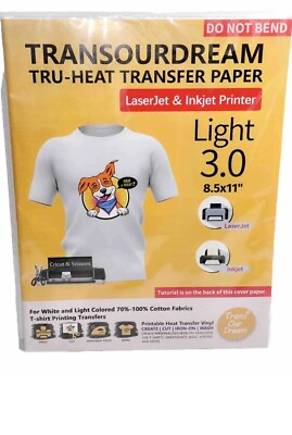 #ad TRANSOURDREAM TRU Heat Transfer Paper Light 3.0 for T Shirts 20 Sheets 8.5x11 $13.99