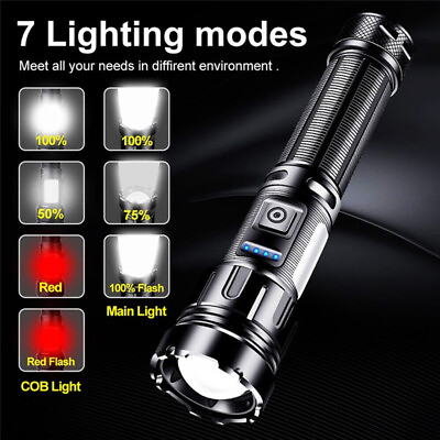 #ad Rechargeable LED Flashlight Super Bright Tactical Camping Outdoor Torch Zoomable $14.98