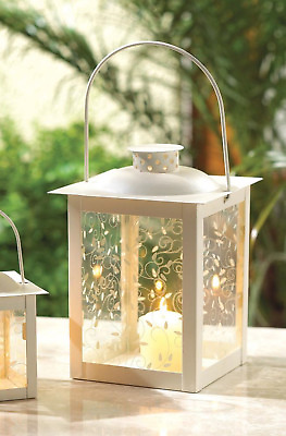 #ad shabby White 8quot; Candle holder Lantern light lamp wedding table centerpiece cheap $27.00