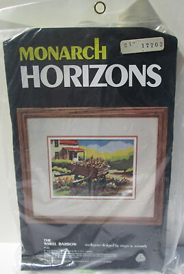 #ad Monarch Horizons The Wheel Barrow #PT 23 Vtg 1978 Crewel Embroidery Reinardy NIP $9.99