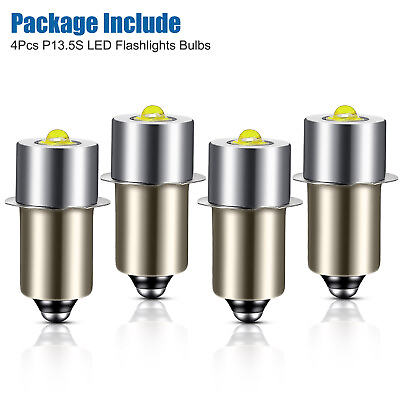 #ad 4Pcs P13.5S 3 12V LED Flashlight Bulbs Upgrade Work Lamps for Maglite Cell 3200K $10.67