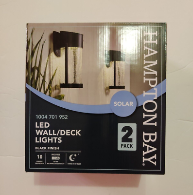 #ad 2 Light Black Solar LED Outdoor Wall Lantern with Glass TR1 $29.99