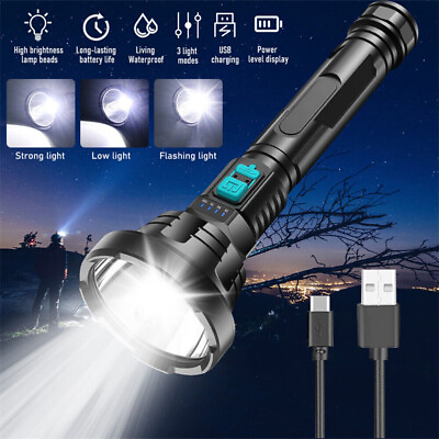 #ad #ad 10000LM LED Flashlight Super Bright Torch USB Rechargeable Lamp High Powered New $12.82