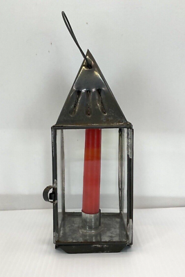#ad Vintage Metal amp; Glass Candle Holder Lantern $32.95