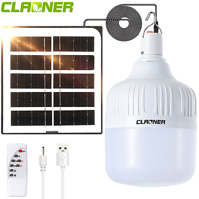 #ad CLAONER Solar Power Lights LED Shed Bulb Outdoor Lantern Rechargeable Night Lamp $13.99