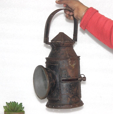 #ad #ad Vintage Railroad Blue Red Train Light Signal Globe Iron Kerosene Lamp Lantern $216.00