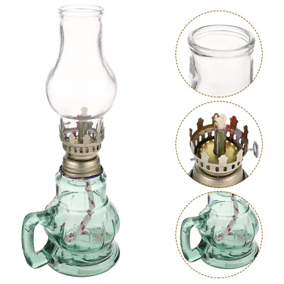 #ad kerosene oil lamp Kerosene Lantern Glass Green Glass Oil Lamp Clear $17.57