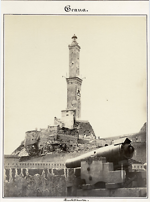 #ad Italia Genua Leuchtturm vintage albumen print. Vintage Italy. La Lanterna di G EUR 299.00