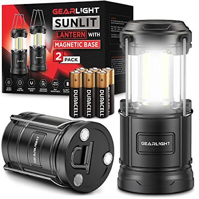 #ad Camping Lantern 2 Portable LED Battery Powered Lamp Lights Magnetic Base $43.65
