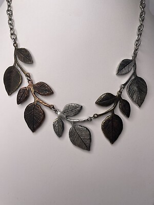 #ad CK Designs Leaf Cluster Necklace Copper Gold Silver Multi Metal 20 Inch $21.00