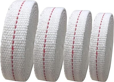 #ad 4 Rolls Oil Lamp Wick 1 2 3 4 7 8 Inch Flat Cotton Wick 6.5 Ft roll Red Stitch $11.95