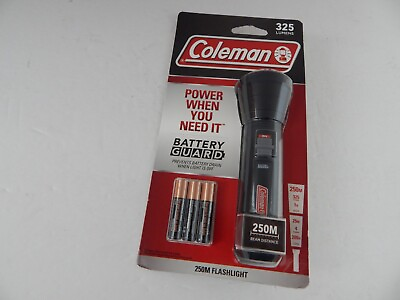 #ad Coleman LED Flashlight 325 Lumens with Battery Guard. New $32.99