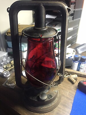 #ad Railroad Lantern Dietz Hy Lo Red Glass Fitzall Globe 13 1 2” X 7” Oil $95.00