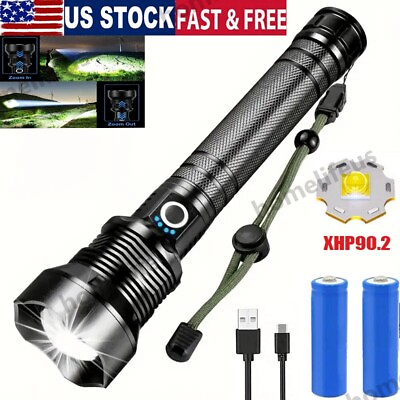 #ad 990000000 LM Super Bright LED Flashlight Tactical Rechargeable Work Light Torch $14.96