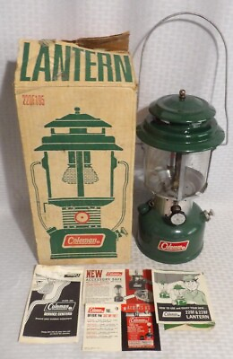 #ad COLEMAN 2 MANTLE 220F LANTERN DATED JUNE 1972 WITH BOX amp; PAPER WORK $60.00