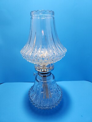 #ad Vtg Lamplight Farms Clear Glass Kerosene Lantern W Original Top 13quot; Tall WORKS $25.00