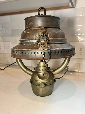 #ad Antique Rare 1800#x27;s Ship Oil Lantern Lamp Made in England Nice $450.00