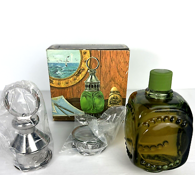 #ad Vintage Avon Whale Oil Lantern Oland After Shave Green Bottle Nautical 1970s $12.99