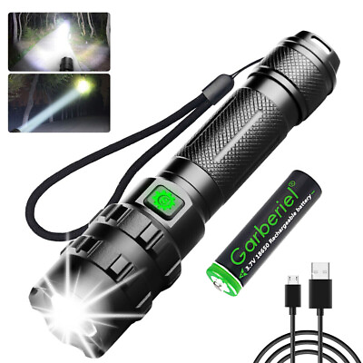 #ad 200000 Lumens Super Bright LED Tactical Flashlight Rechargeable Torch Work Light $14.87