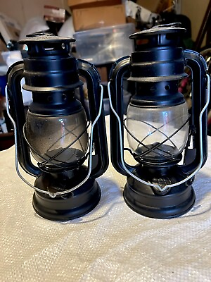 #ad Two OLD VINTAGE USA IRON LANTERN KEROSENE OIL LAMPS with a Lamp Wick. VG $70.00