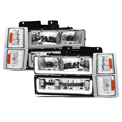 #ad Topline For 94 00 Chevy C10 CK LED Strip HeadlightsBumpek2 Corner Amber Chrome $165.00