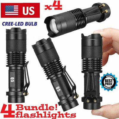 #ad 4 Pack 5 Modes Zoomable LED 14500 Flashlight Torch Lamp Light $13.99