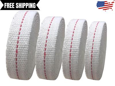 #ad 4 Rolls Oil Lamp Wick 1 2 3 4 7 8 Inch Flat Cotton Wick 6.5 Ft roll Red Stitch $12.49