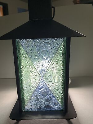 #ad Vintage Metal And Glass 8.50” Decorative Candle Lantern Hanging Or Table $22.99