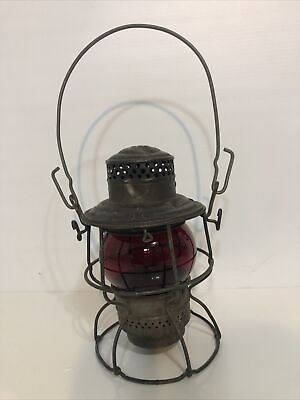#ad Adlake Kero 3 40 USA 1415633 Railroad Lantern Lamp w Clear Red Globe $129.95