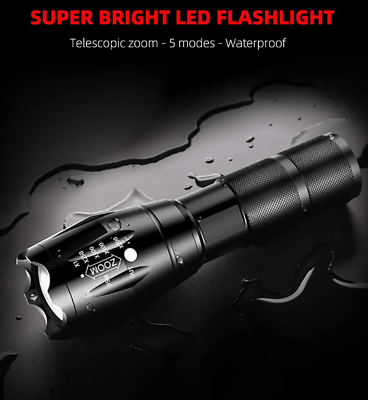#ad Super Bright LED Flashlight Flash Light Torch Zoomable Aluminum Camping Military $6.89