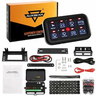 #ad AUXBEAM 8 Gang LED On off Control Switch Panel Blue For Jeep Wrangler JL 2018 23 $135.99
