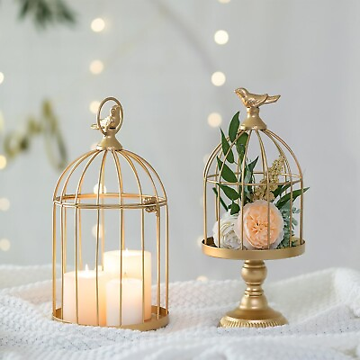 #ad Sziqiqi Gold Candle Lanterns Decorative Birdcage for Wedding Large Rustic B... $74.08
